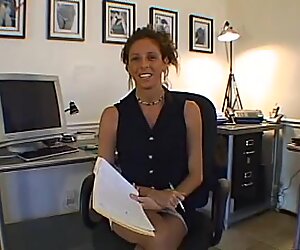 Salacious cougar in sexy lingerie swallows cum after milking a cock in the office