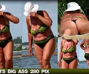 Bbw (όμορφη τροφαντή γυναίκα) γιαγιούλα on the beach (big πρωκτικό χοντρή tits)