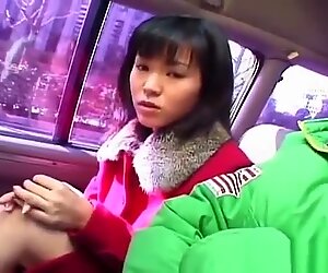 Hot asian babe in car having fun part1