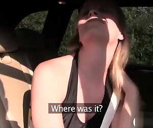 Pretty amateur blonde babe gets nailed by fake driver