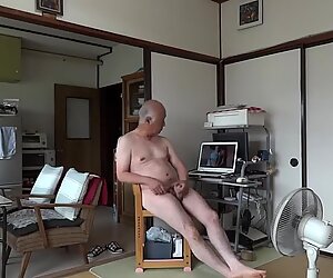 Japanese Old Man Masturbation Erect Penis Semen Flows
